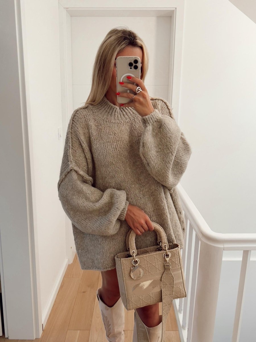 Pull en maille oversize beige - RIVE GAUCHE