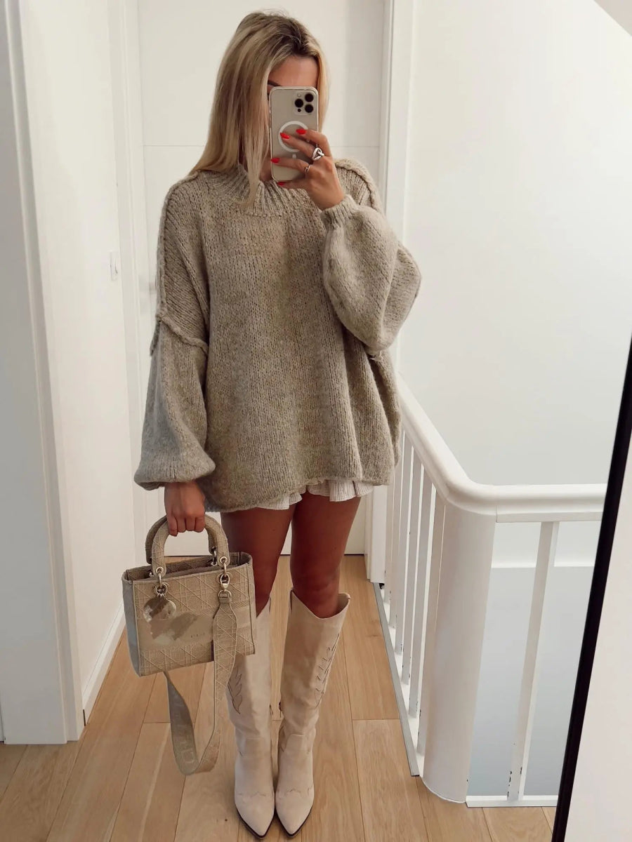 Pull en maille oversize beige - RIVE GAUCHE