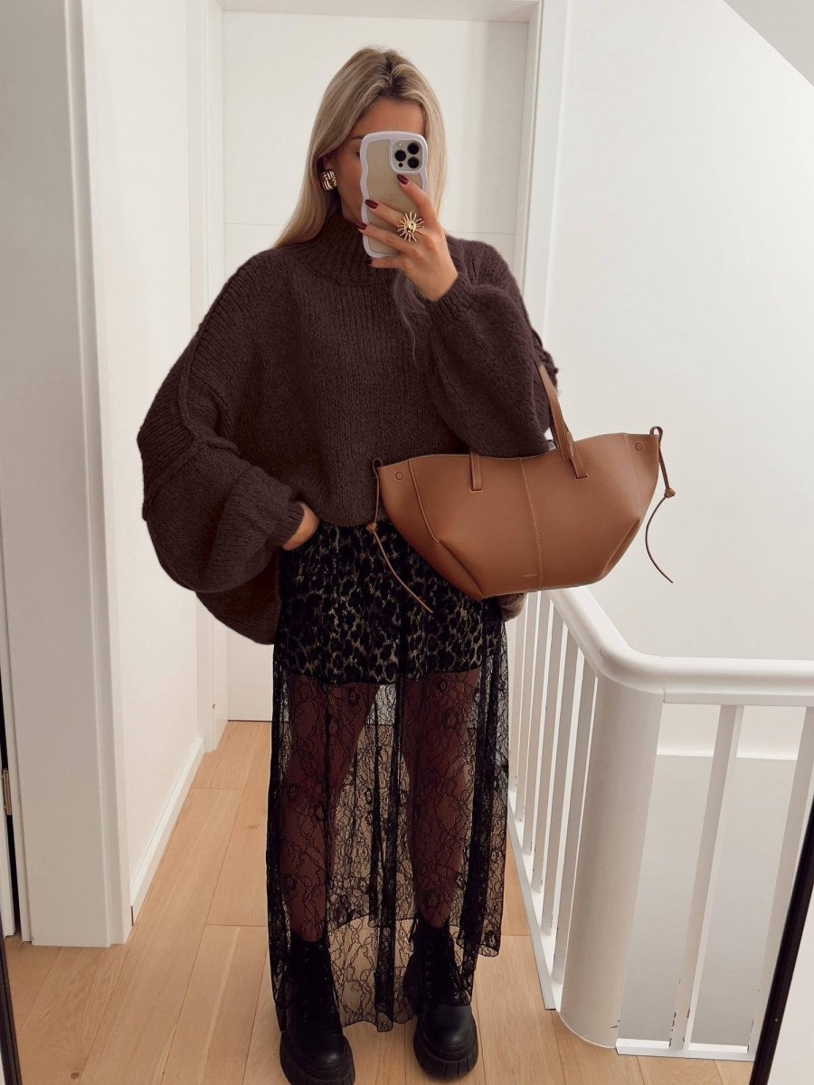 Pull en maille oversize chocolat - RIVE GAUCHE