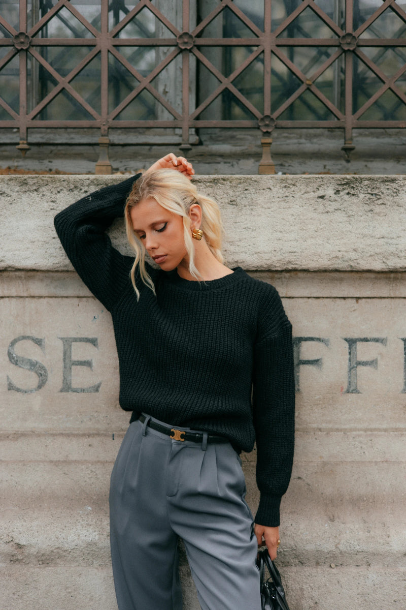 Pull grosse maille noir - RIVE GAUCHE