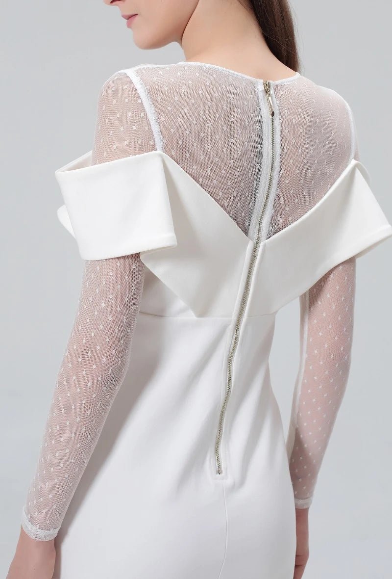 Robe ajustée décolleté Bardot en jersey et tulle - RIVE GAUCHE