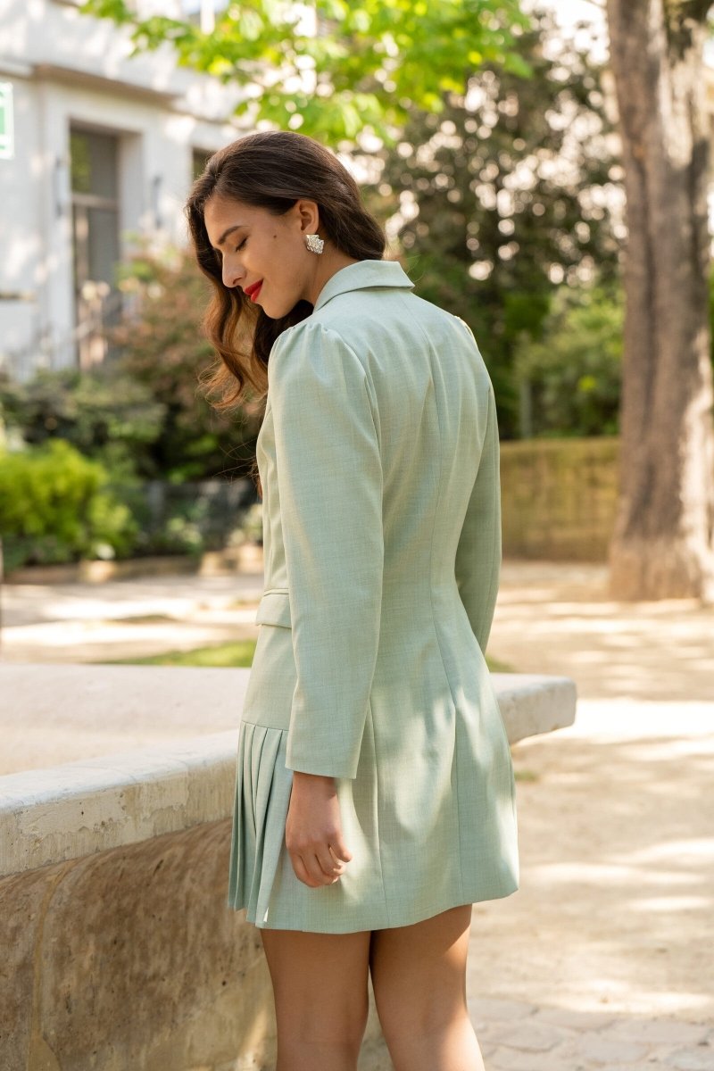 Robe blazer croisée asymétrique vert clair - RIVE GAUCHE