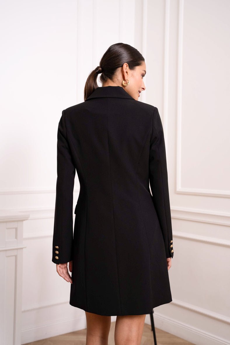 Robe blazer croisée noir avec boutonnage doré - RIVE GAUCHE