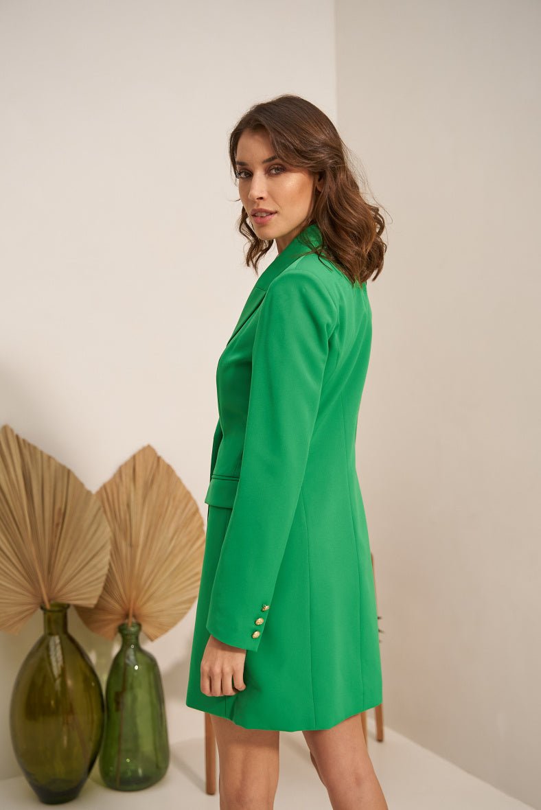 Robe blazer croisée verte avec boutonnage doré - RIVE GAUCHE