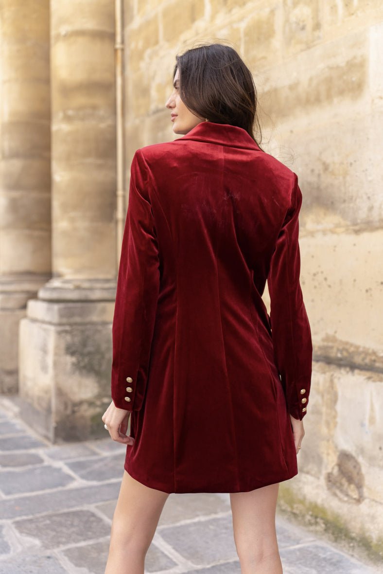 Robe blazer en velours bordeaux - RIVE GAUCHE