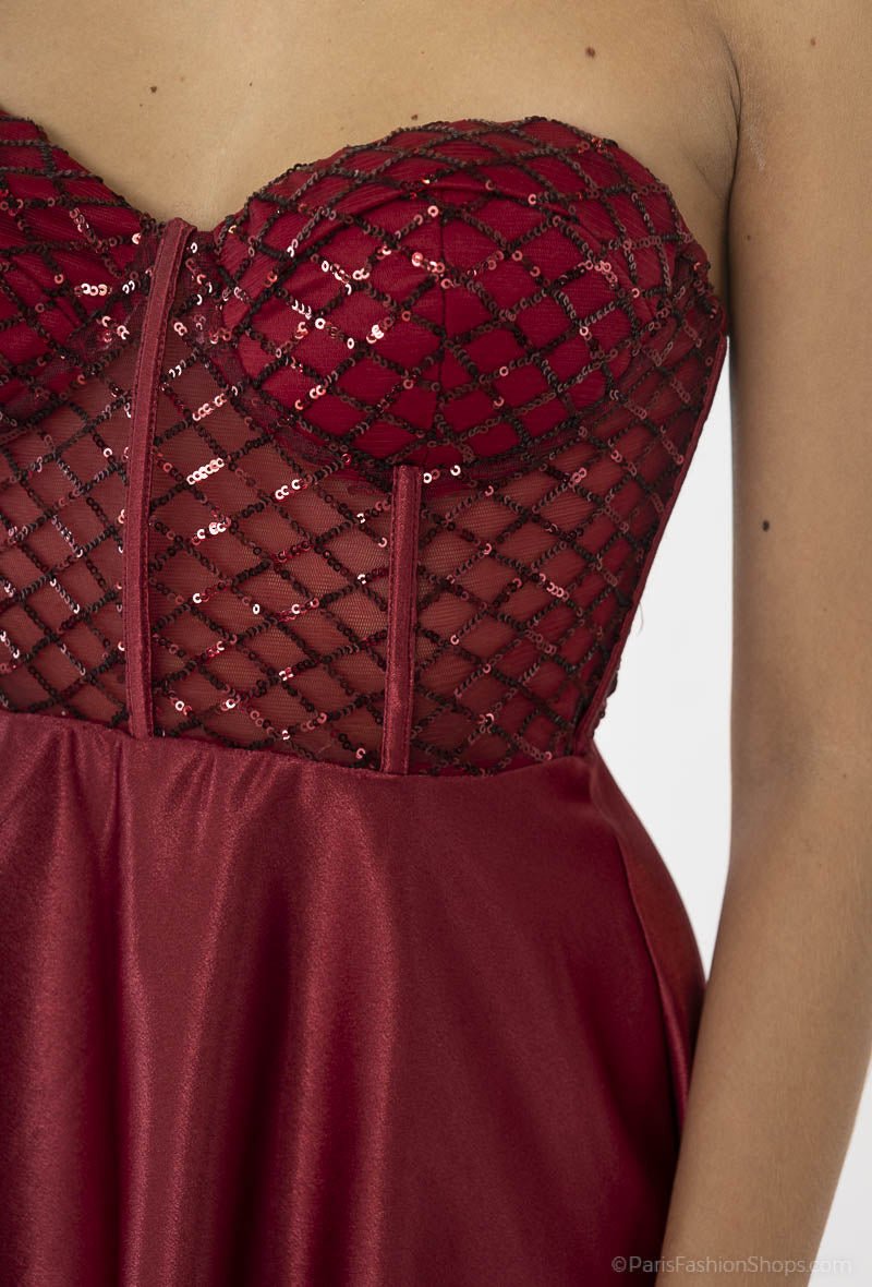 Robe bustier courte à sequins rouge - RIVE GAUCHE