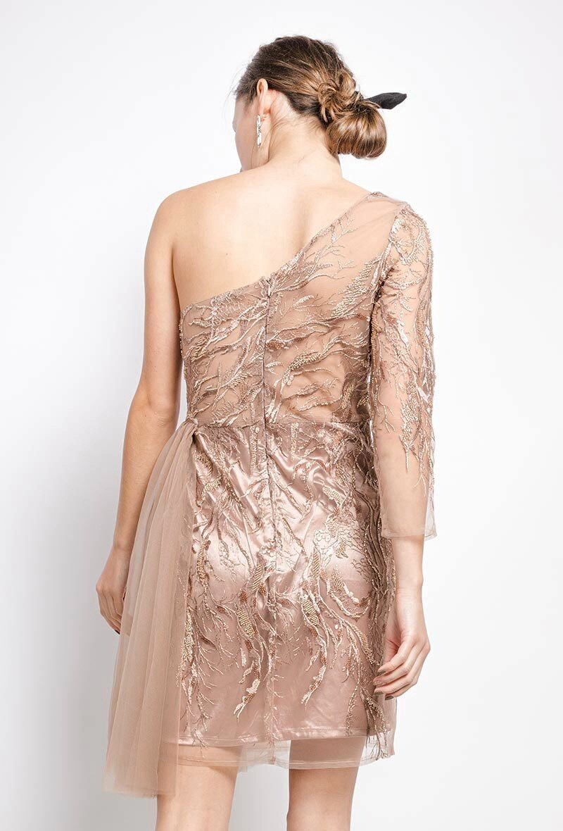 Robe de cocktail asymétrique à broderies - RIVE GAUCHE