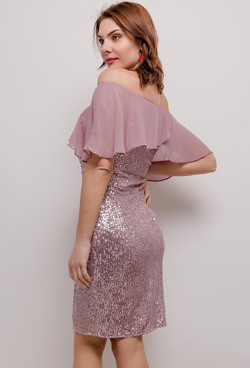 Robe de cocktail en sequin blush - RIVE GAUCHE