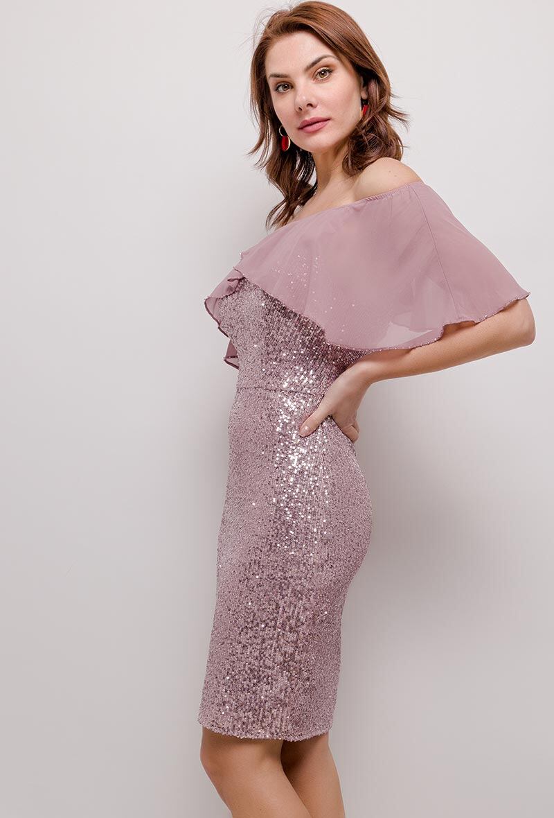 Robe de cocktail en sequin blush - RIVE GAUCHE
