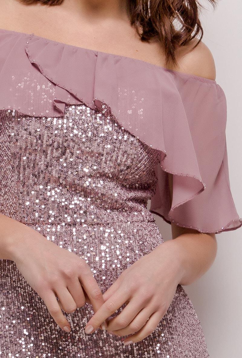 Robe de cocktail en sequin blush - RIVE GAUCHE