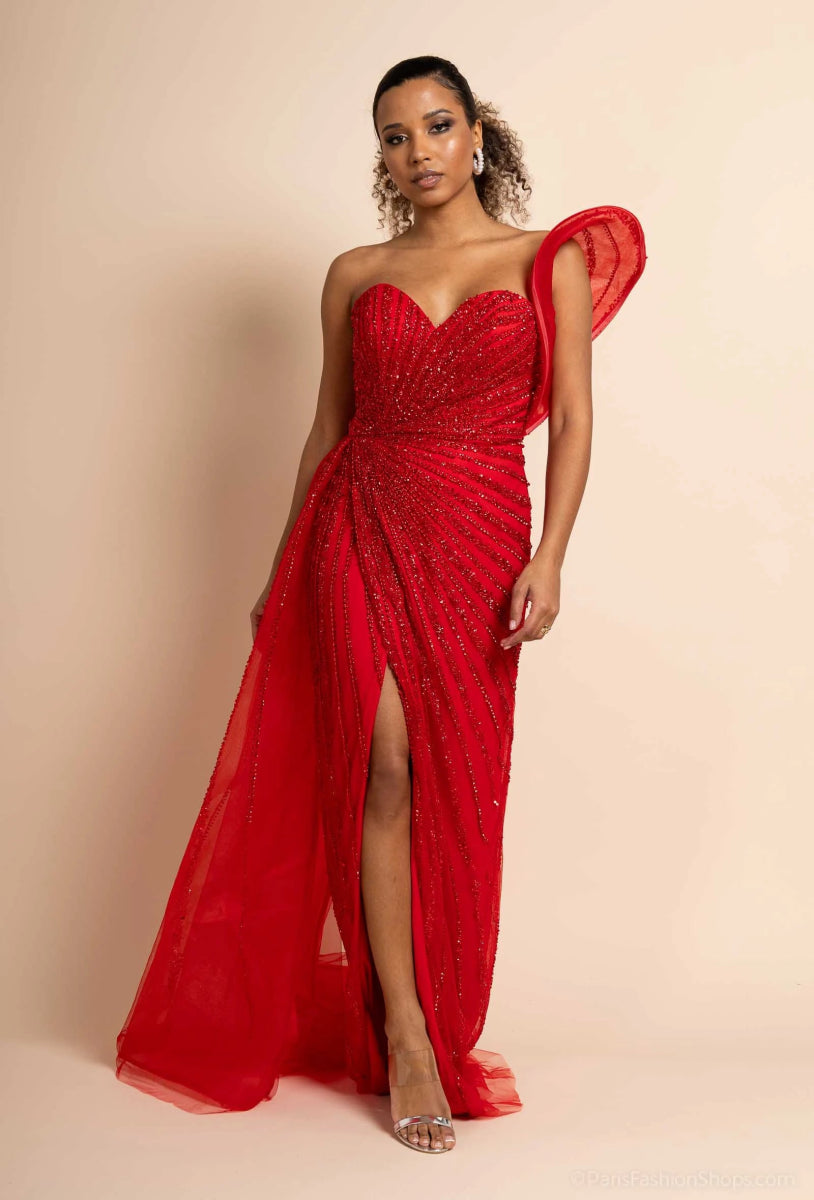 Robe de Cocktail Fourreau Rouge Héla – Élégance et Éclat - RIVE GAUCHE