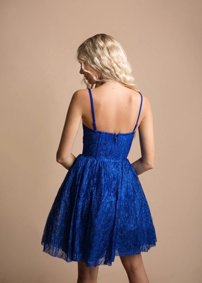 Robe de cocktail scintillante bleu roi - RIVE GAUCHE