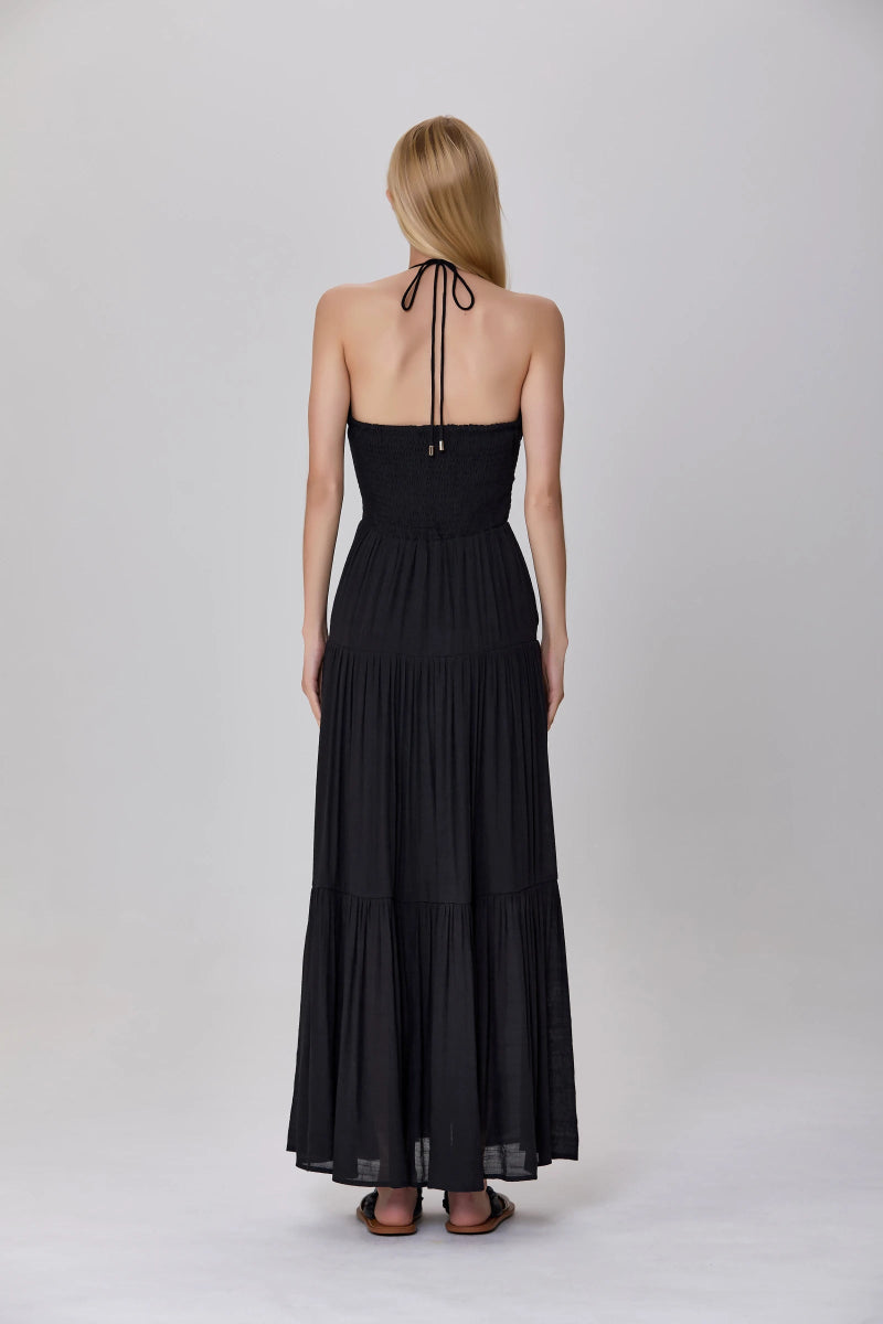 Robe de soirée Callisto ajourée noire - RIVE GAUCHE