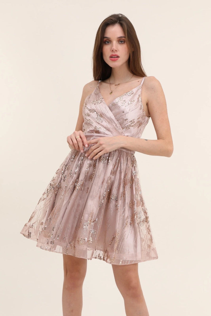 Robe de soirée courte rose pale - RIVE GAUCHE