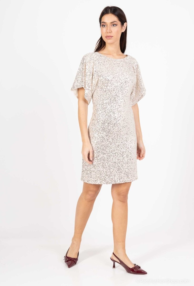 Robe de soirée écrue dos nu à manches courtes - RIVE GAUCHE