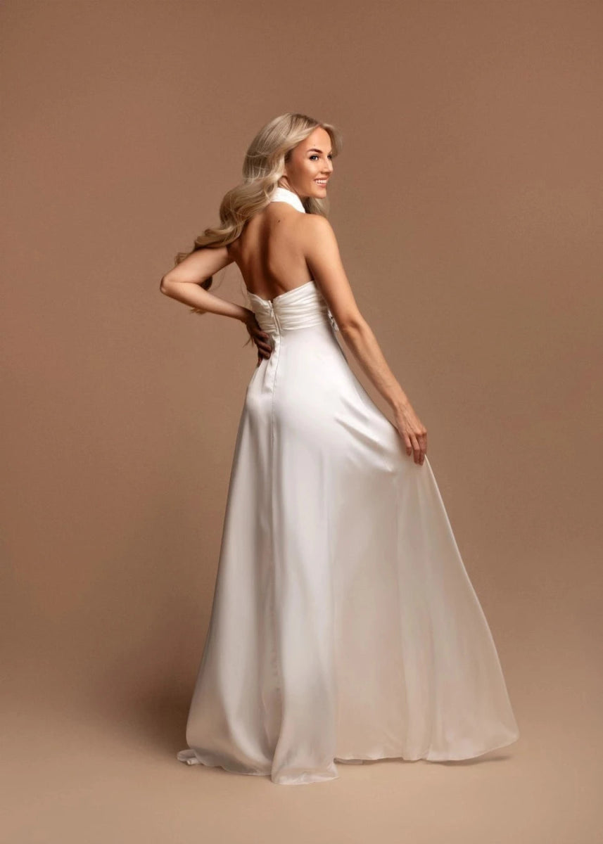 Robe de soirée longue fendue blanche - RIVE GAUCHE