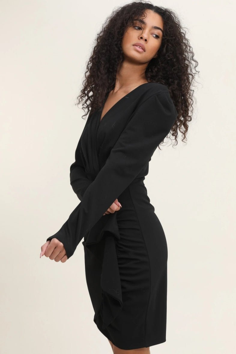 Robe de soirée mi longue croisée noire - RIVE GAUCHE