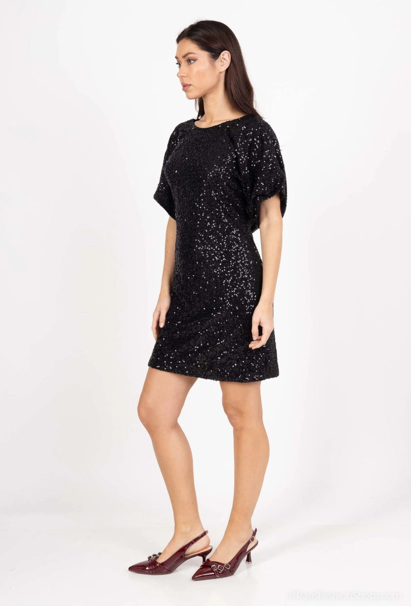 Robe de soirée noire dos nu à manches courtes - RIVE GAUCHE