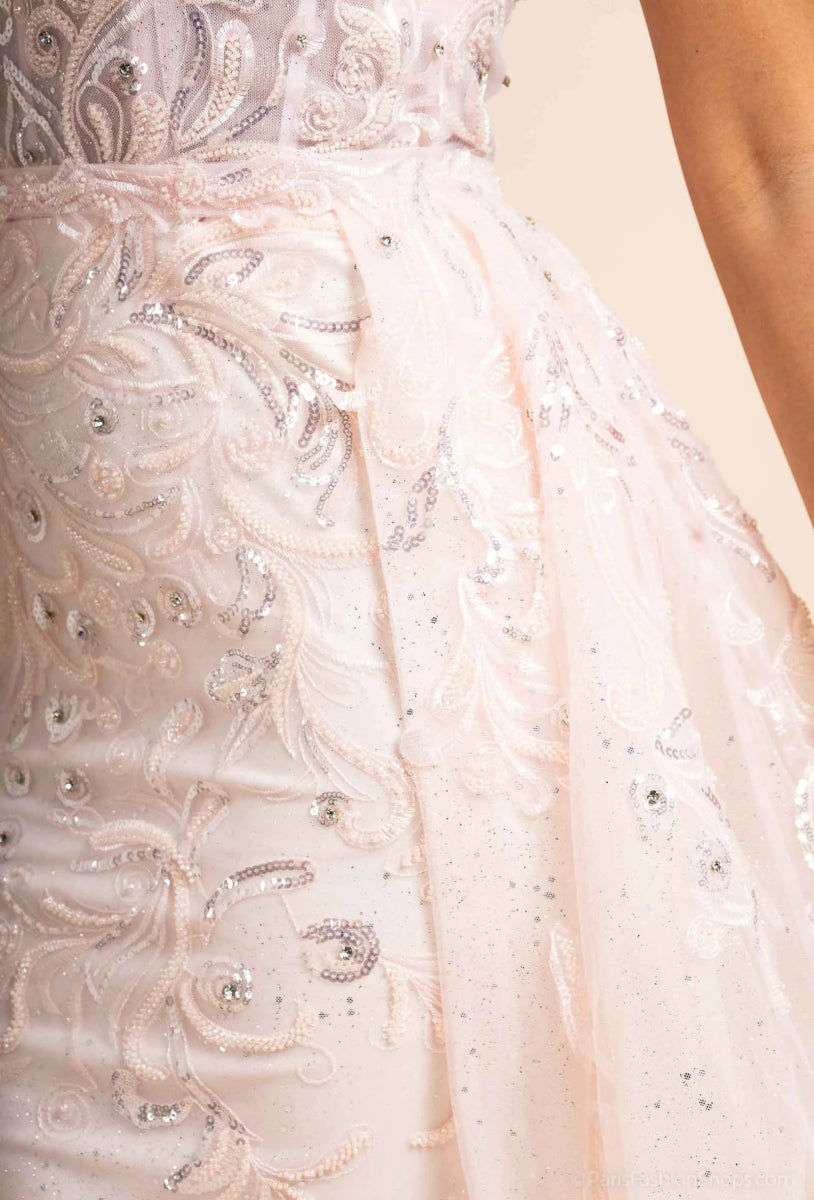 Robe de soirée rose avec surjupe - RIVE GAUCHE