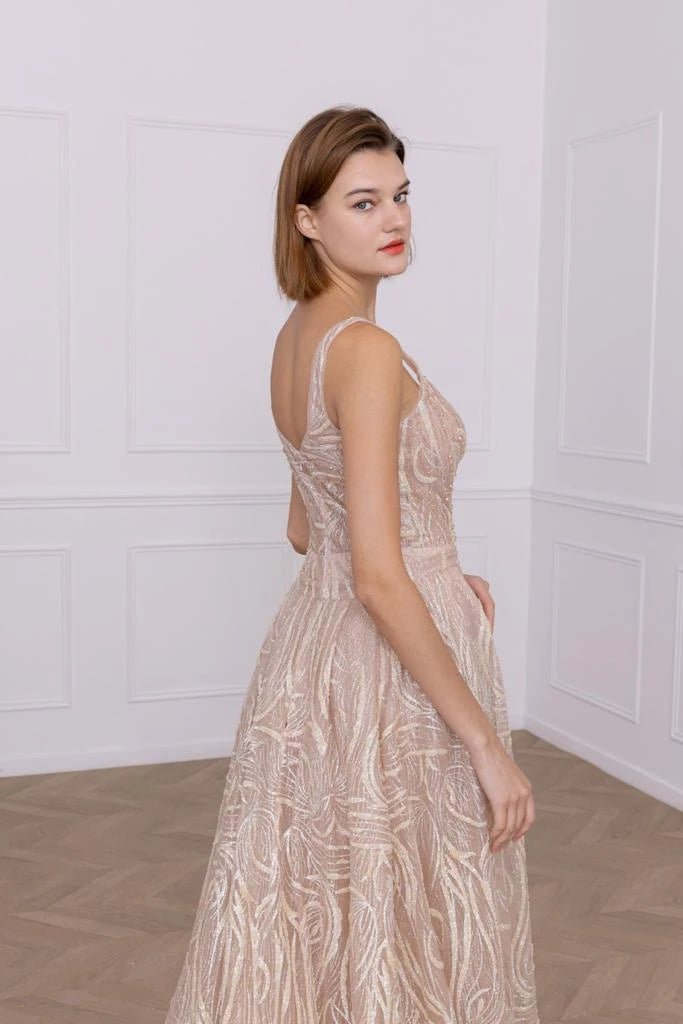 Robe de soirée texturée rose - RIVE GAUCHE