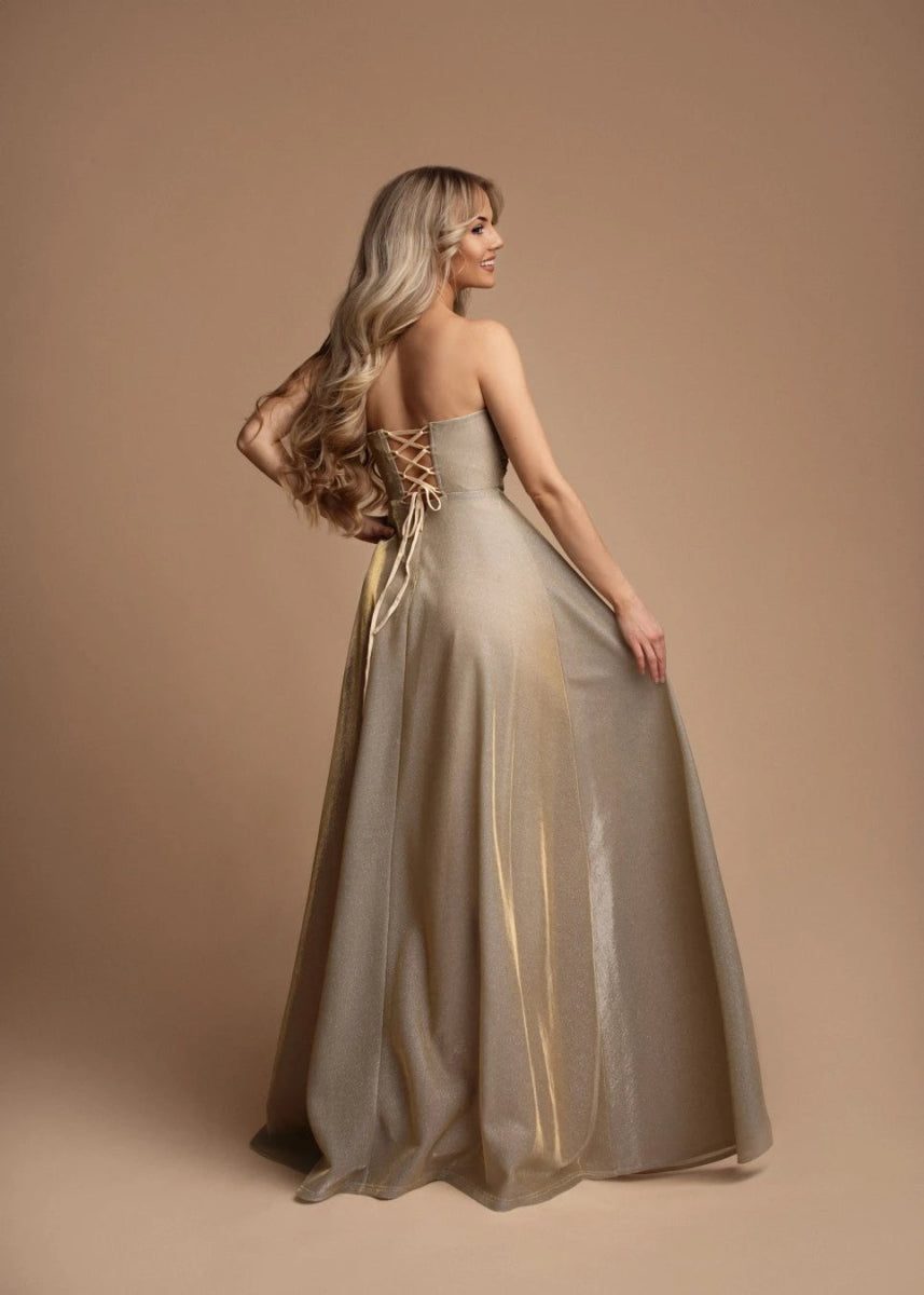 Robe longue et élégante à bustier doré - RIVE GAUCHE