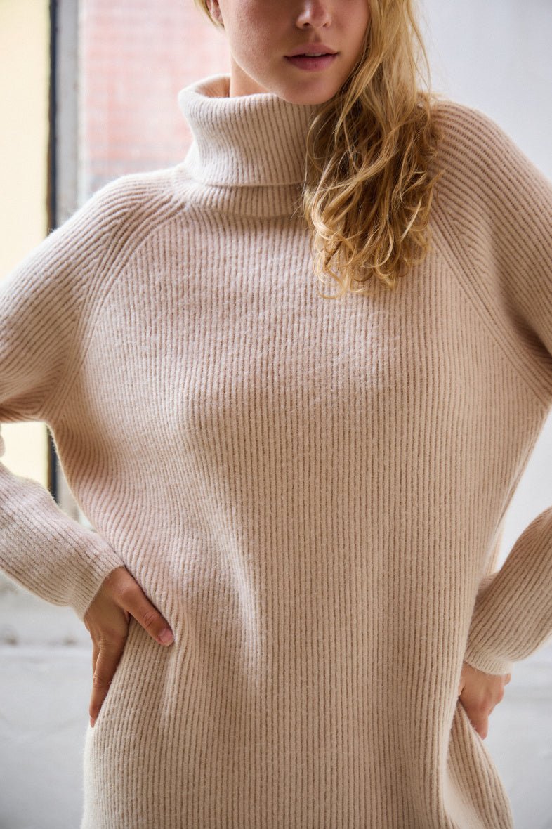 Robe pull col roulé beige Gina - RIVE GAUCHE