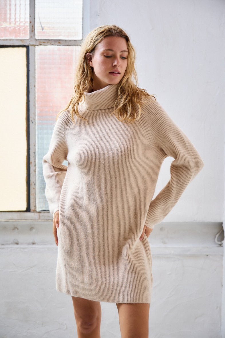 Robe pull col roulé beige Gina - RIVE GAUCHE