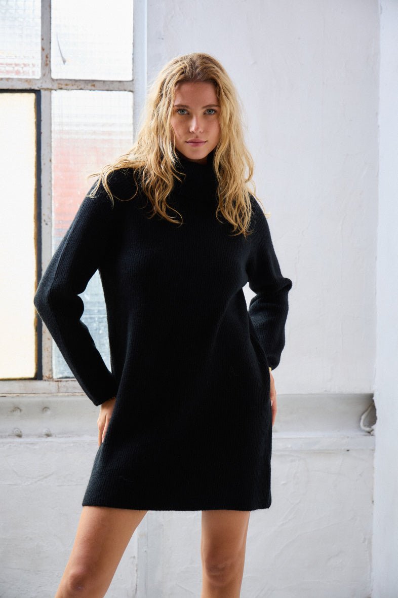 Robe pull col roulé noire Gina - RIVE GAUCHE