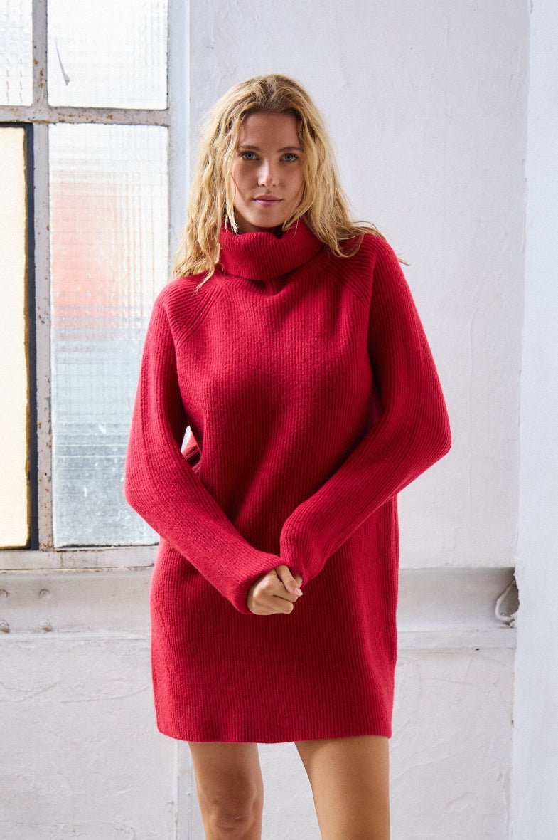 Robe pull col roulé rouge Gina - RIVE GAUCHE
