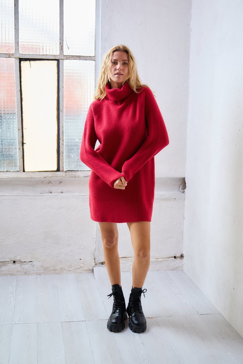 Robe pull col roulé rouge Gina - RIVE GAUCHE