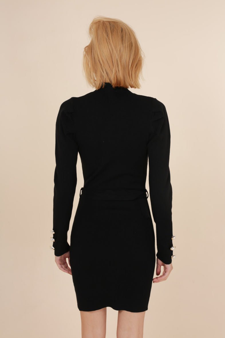 Robe pull en maille noire avec boucle - RIVE GAUCHE
