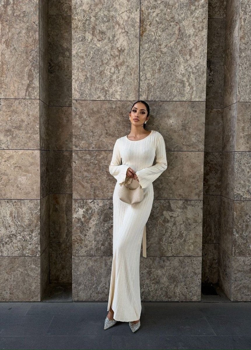 Robe pull maille côtelée blanche - RIVE GAUCHE