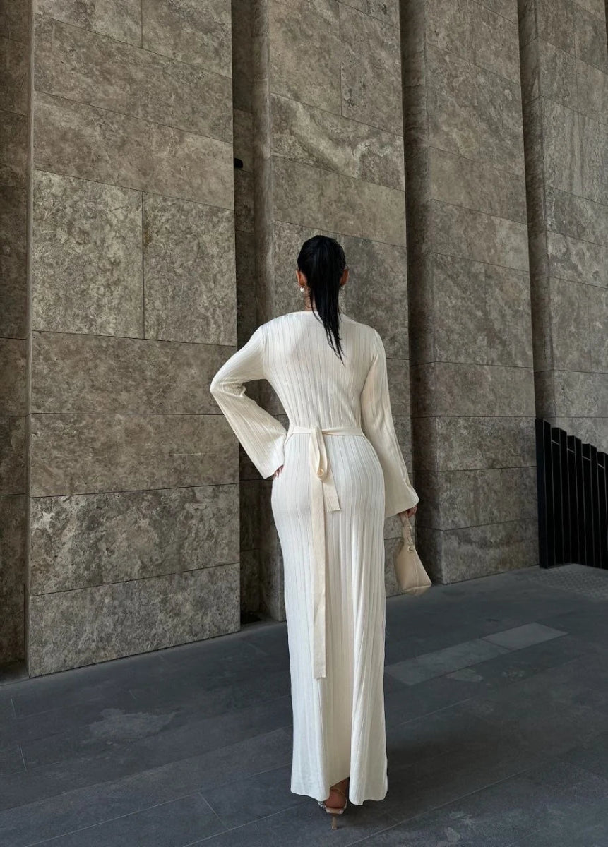 Robe pull maille côtelée blanche - RIVE GAUCHE