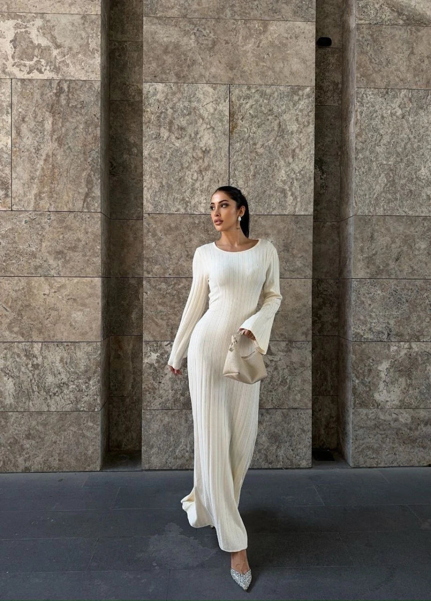 Robe pull maille côtelée blanche - RIVE GAUCHE