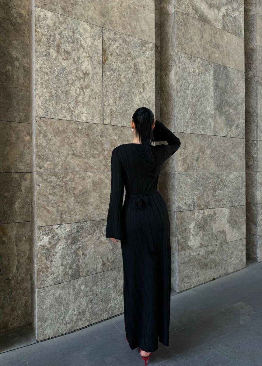 Robe pull maille côtelée noir - RIVE GAUCHE