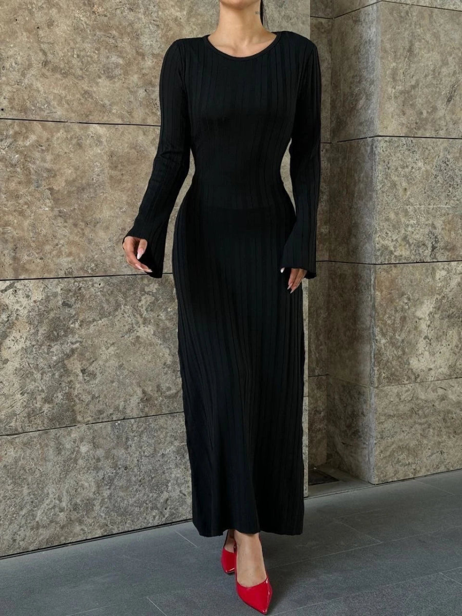 Robe pull maille côtelée noir - RIVE GAUCHE