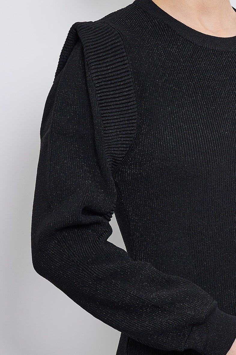 Robe pull noir à manches longues et épaulettes - RIVE GAUCHE