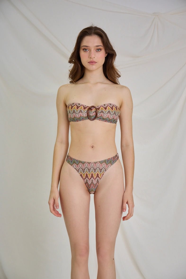 Rose Blush Bikini Bandeau à Broderie - RIVE GAUCHE