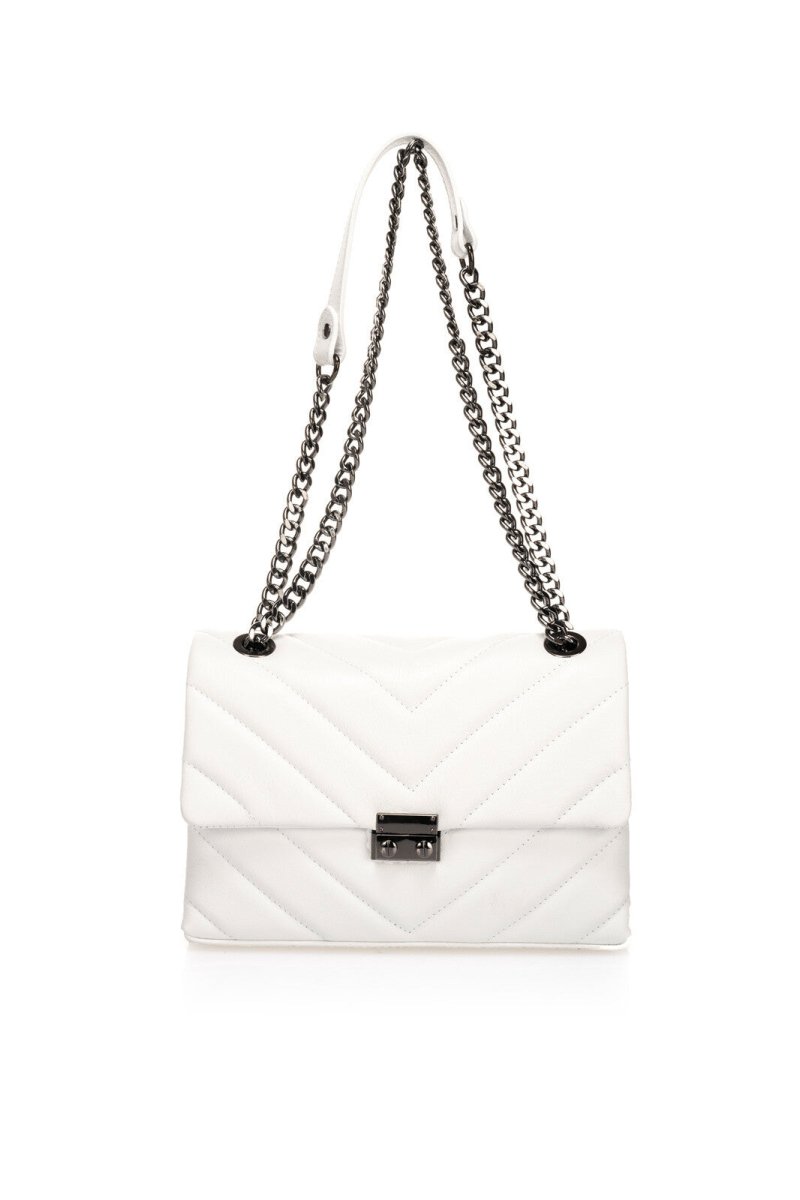 Sac à bandoulière en cuir réel blanc - RIVE GAUCHE