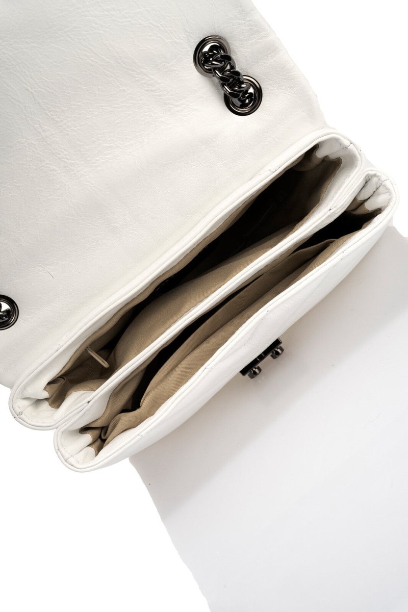 Sac à bandoulière en cuir réel blanc - RIVE GAUCHE