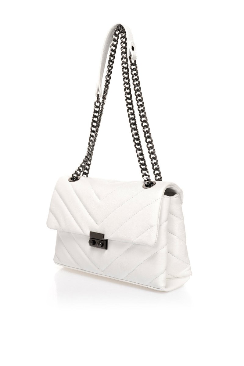 Sac à bandoulière en cuir réel blanc - RIVE GAUCHE