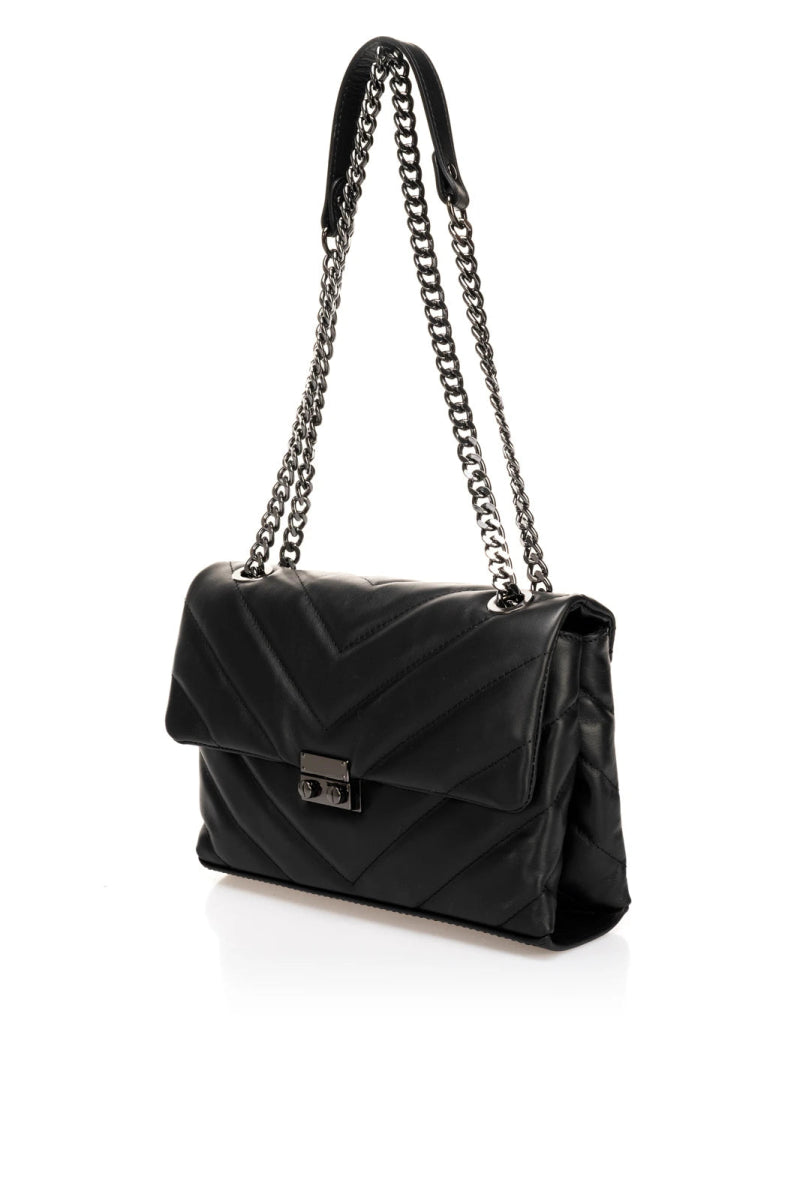 Sac à bandoulière en cuir réel noir - RIVE GAUCHE