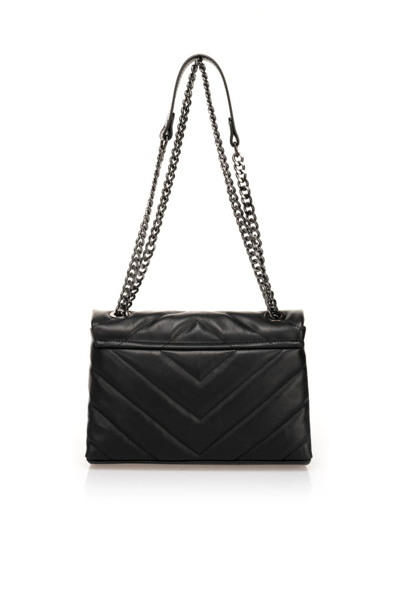 Sac à bandoulière en cuir réel noir - RIVE GAUCHE