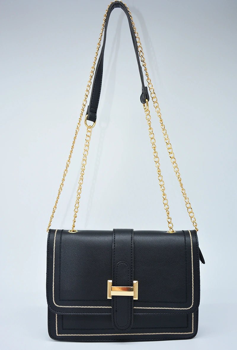 Sac à bandoulière en similicuir avec chaine dorée - RIVE GAUCHE