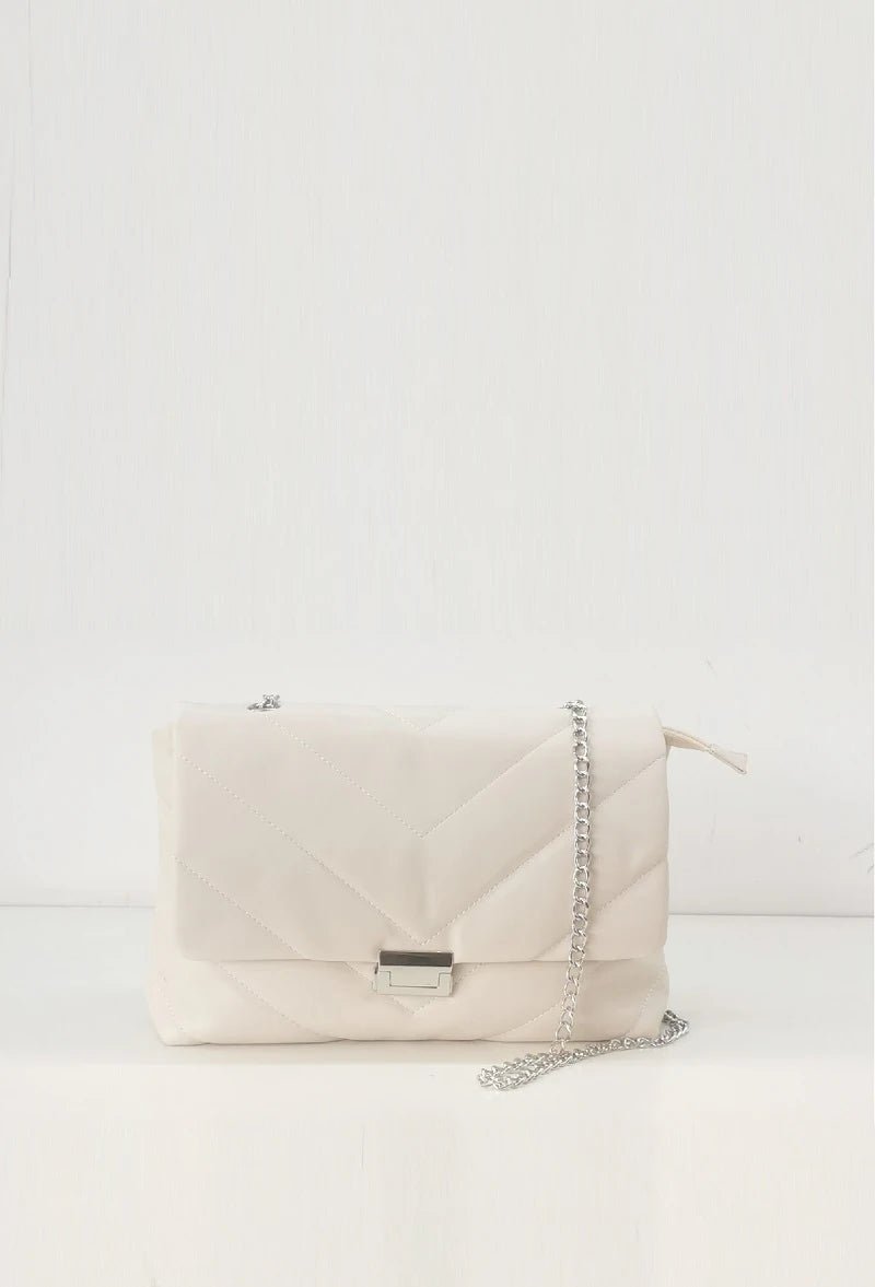 Sac à bandoulière en similicuir matelassé beige - RIVE GAUCHE