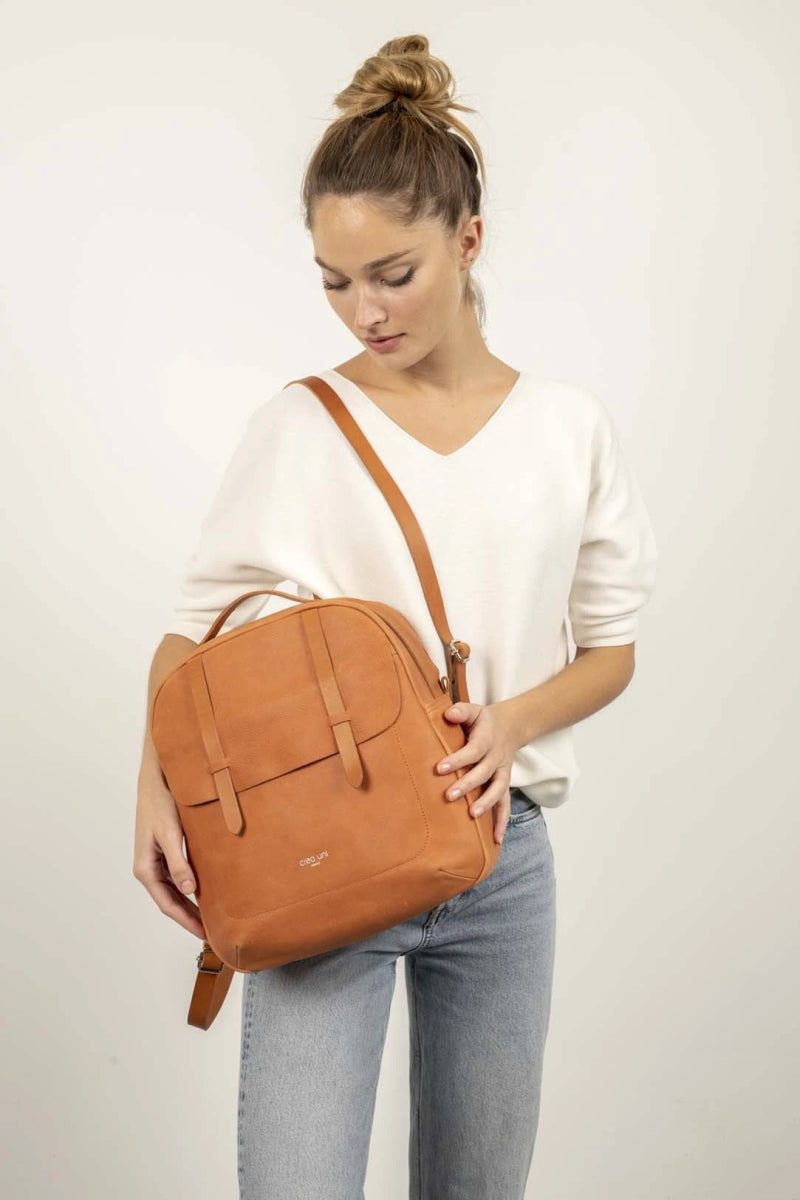 Sac à dos en cuir haute qualité abricot - RIVE GAUCHE