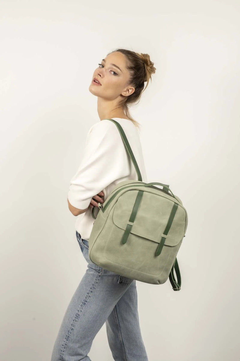 Sac à dos en cuir haute qualité céladon - RIVE GAUCHE