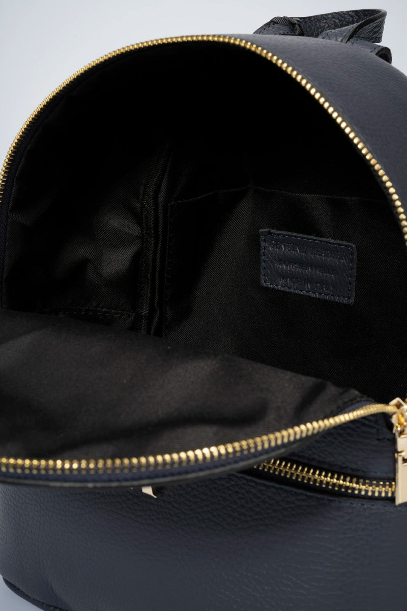 Sac à dos en cuir véritable bleu foncé avec bretelles réglables - RIVE GAUCHE