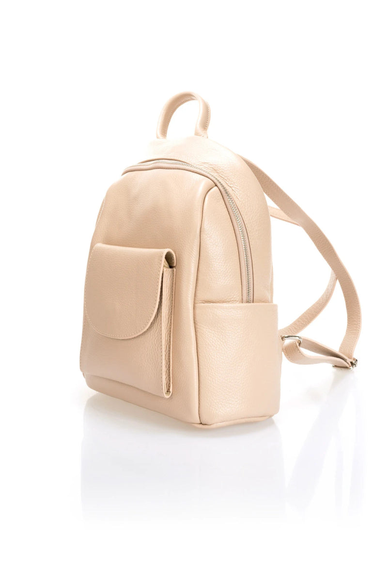 Sac à dos en cuir véritable nude - RIVE GAUCHE