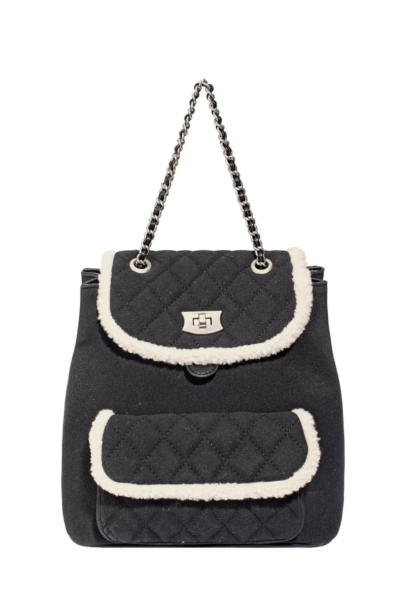 Sac à dos noir bordure moumoute - RIVE GAUCHE